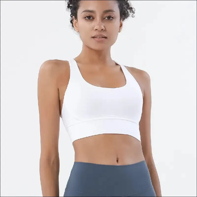New cross back nylon yoga top women sports bra quick dry workout fitness bra for women gym running