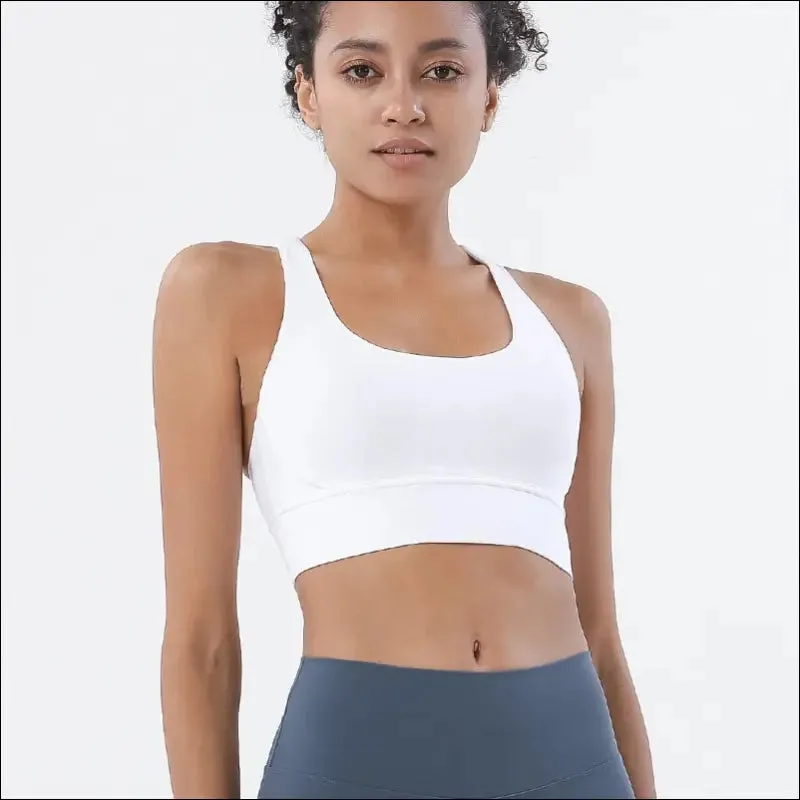 New cross back nylon yoga top women sports bra quick dry workout fitness bra for women gym running