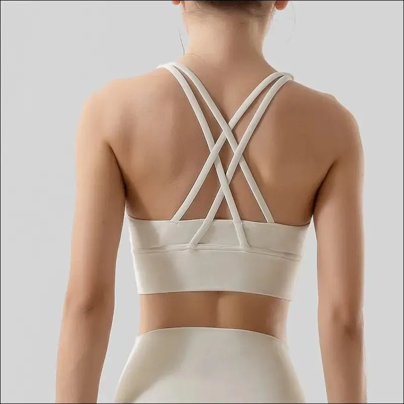 New cross back nylon yoga top women sports bra quick dry workout fitness bra for women gym running