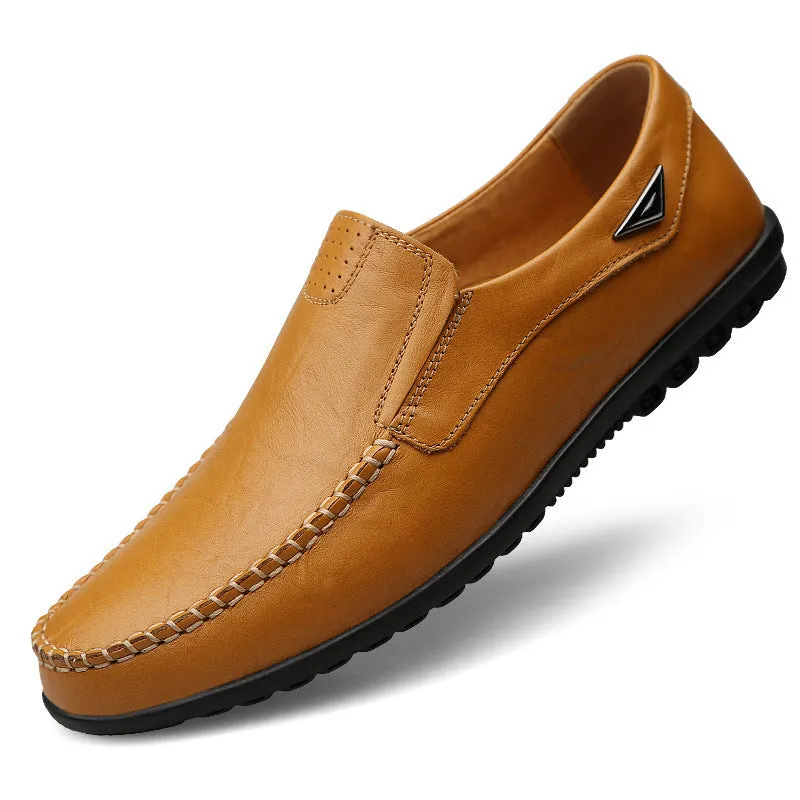 New Peas Shoes Men's Casual Leather Shoes Breathable Soft Sole Shoes
