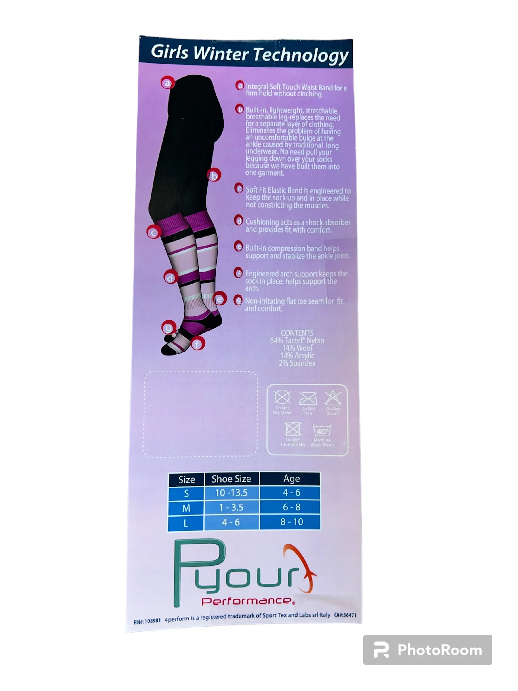 New Performance legwear for Kids with thermocool fabric to keep warm, wicks away moisture, absorbs shock & regulates temperature! Great for any outdoor activity! Sz XS Pink! Made in Italy!