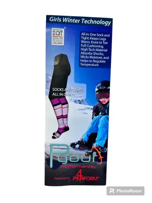 New Performance legwear for Kids with thermocool fabric to keep warm, wicks away moisture, absorbs shock & regulates temperature! Great for any outdoor activity! Sz XS Pink! Made in Italy!