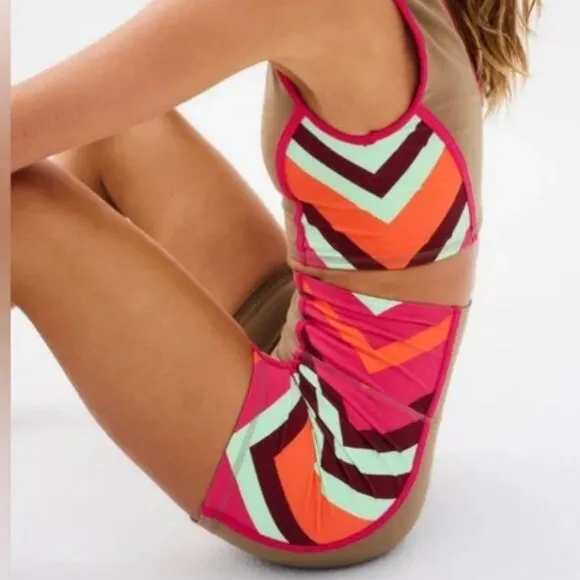 NWOT Free People Never Better Colorblock Bike Short In Moonrock Combo
