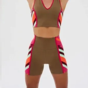 NWOT Free People Never Better Colorblock Bike Short In Moonrock Combo