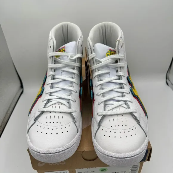 NWT Asics Atmos ‘ 3 Strand ‘ Gel PTG MT White Yellow Blue Mid Sneaker Leather