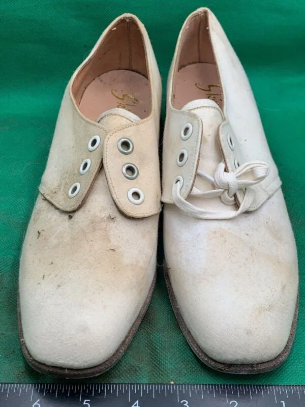 Original WW2 British Army Women's White Summer Shoes - ATS WAAF - Size 235s