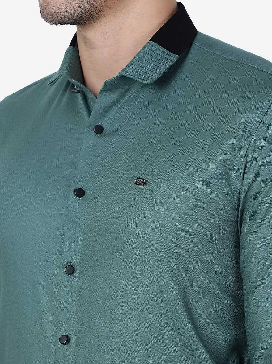 Pista Green Solid Slim Fit Party Wear Shirt | JB Studio