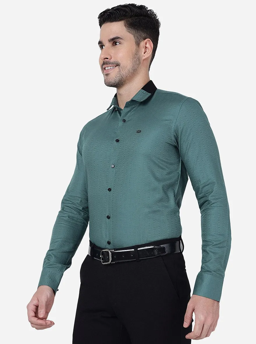 Pista Green Solid Slim Fit Party Wear Shirt | JB Studio