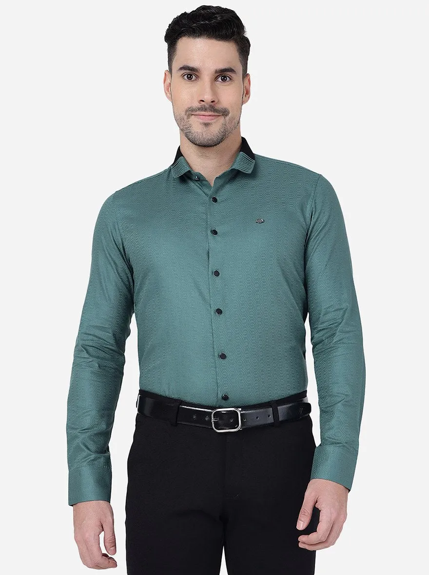 Pista Green Solid Slim Fit Party Wear Shirt | JB Studio