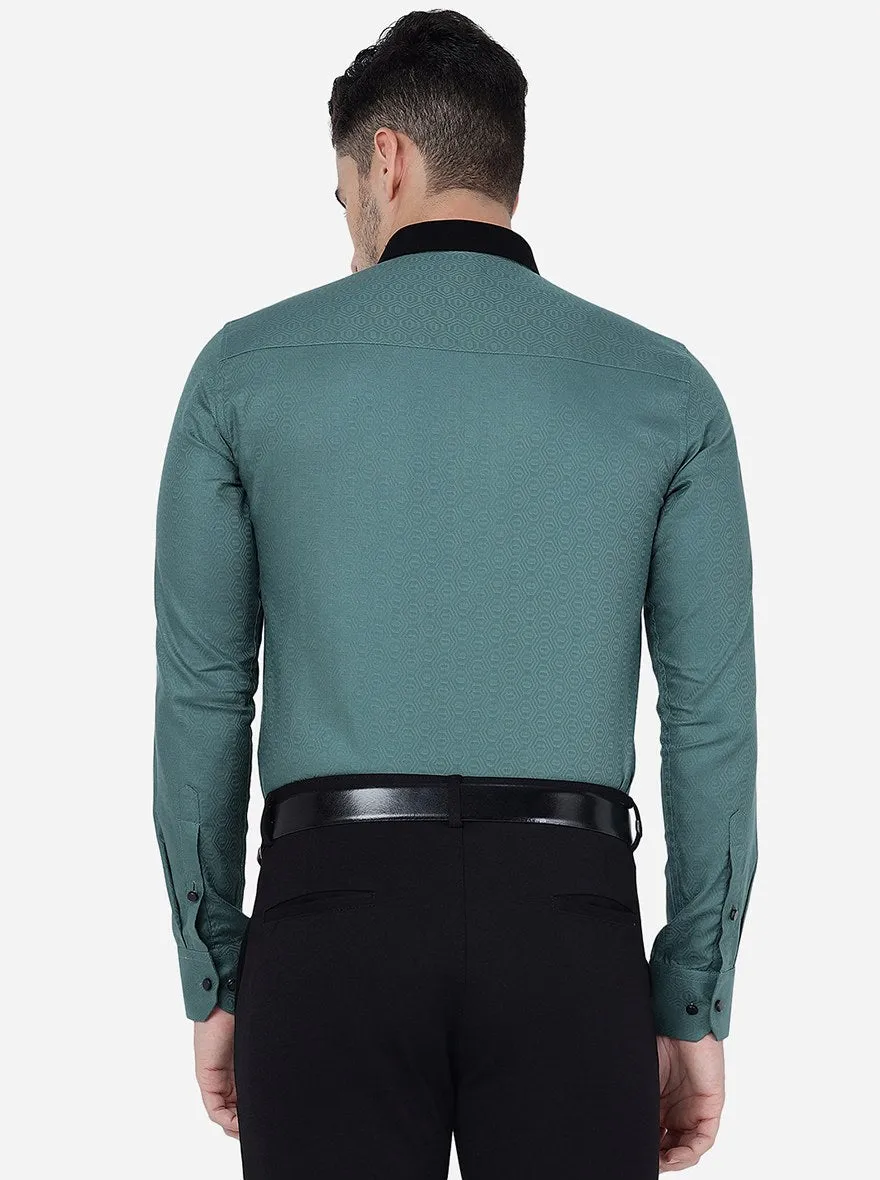 Pista Green Solid Slim Fit Party Wear Shirt | JB Studio