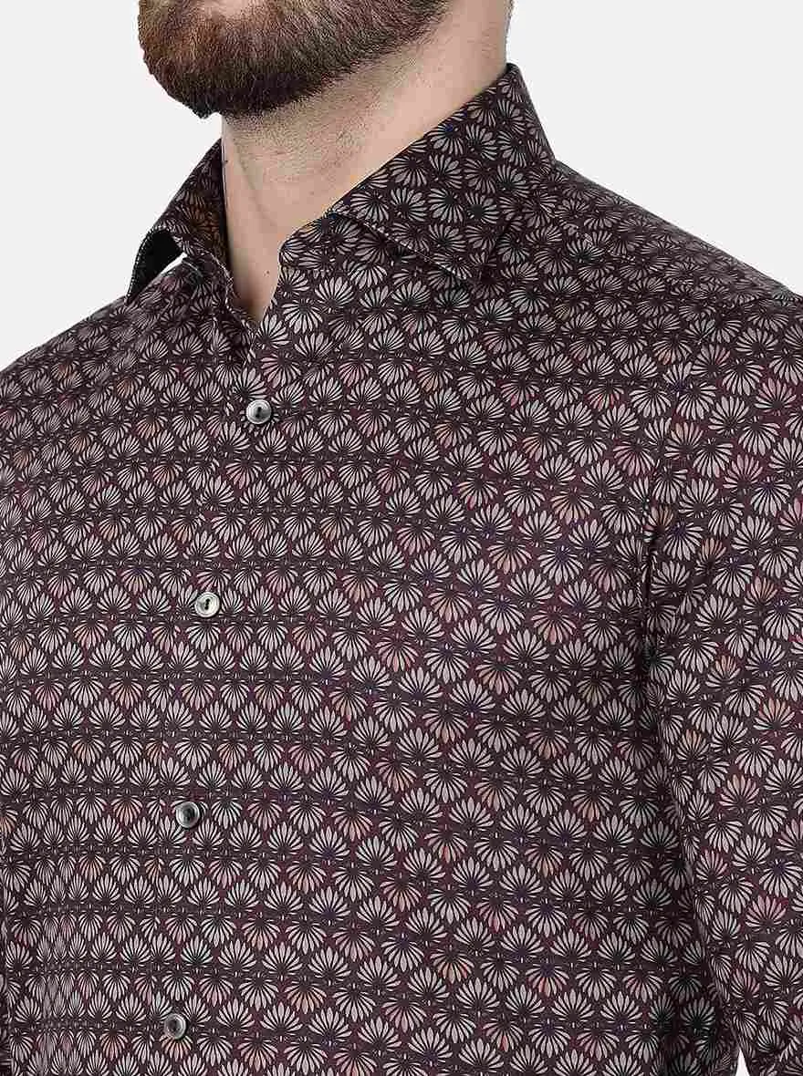Purple Printed Slim Fit Party Wear Shirt | Wyre