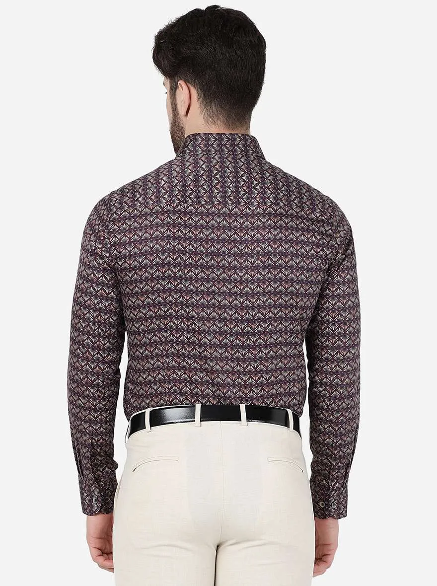 Purple Printed Slim Fit Party Wear Shirt | Wyre
