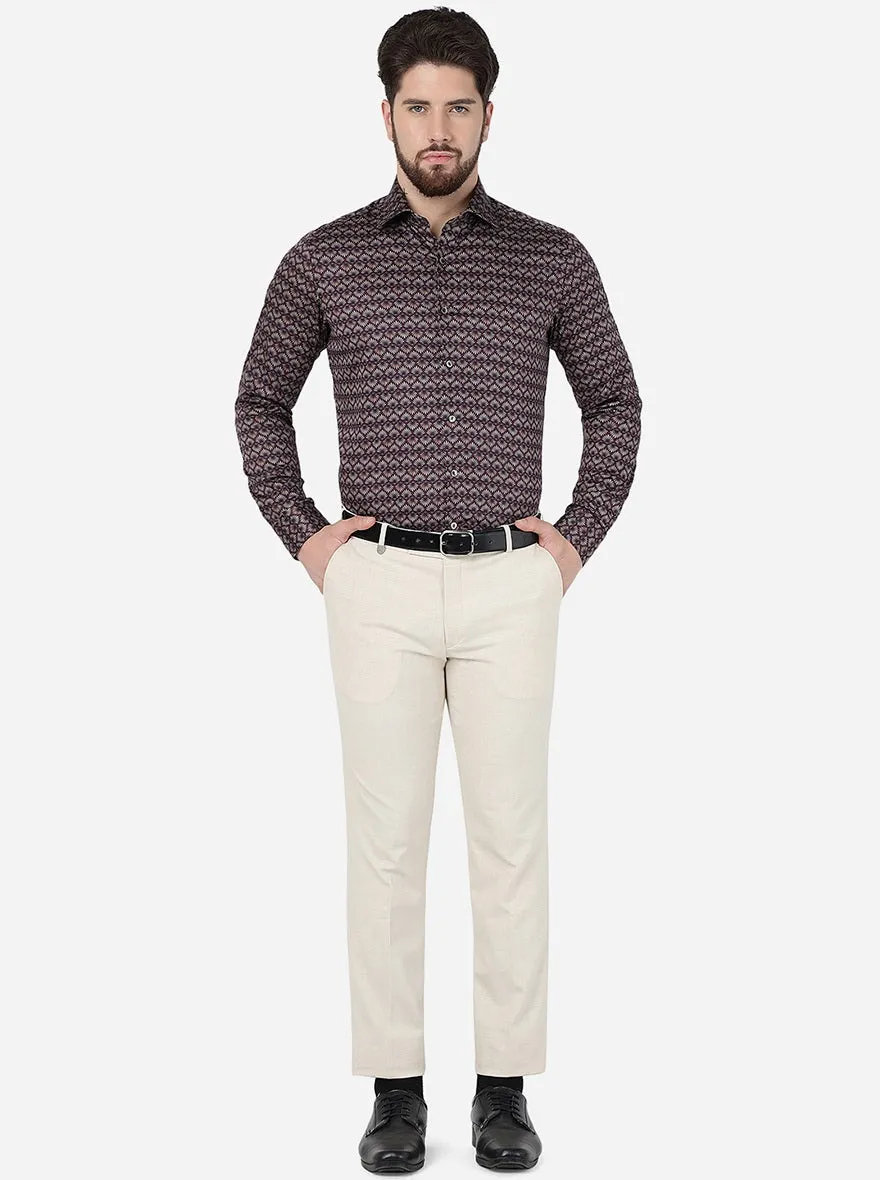 Purple Printed Slim Fit Party Wear Shirt | Wyre