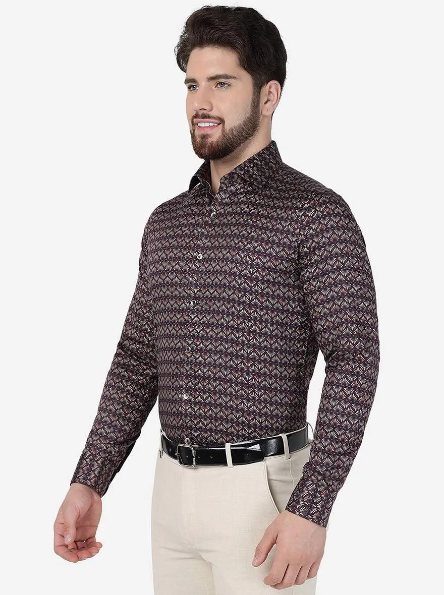 Purple Printed Slim Fit Party Wear Shirt | Wyre
