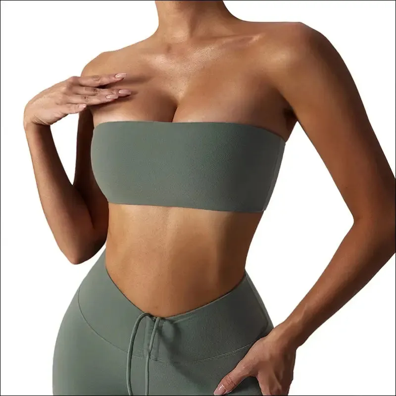 Quick-drying yoga clothes strapless fitness chest wrap for women