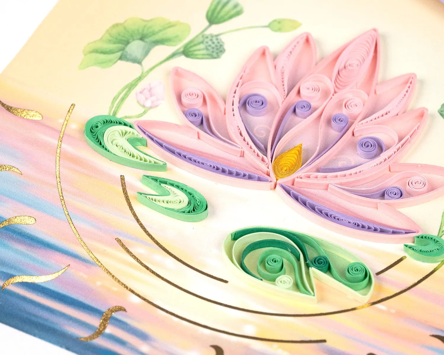 Quilled Special Edition Lotus Flower Greeting Card