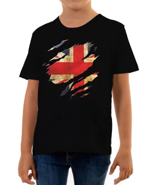 Reality Glitch Torn UK Flag Kids T-Shirt