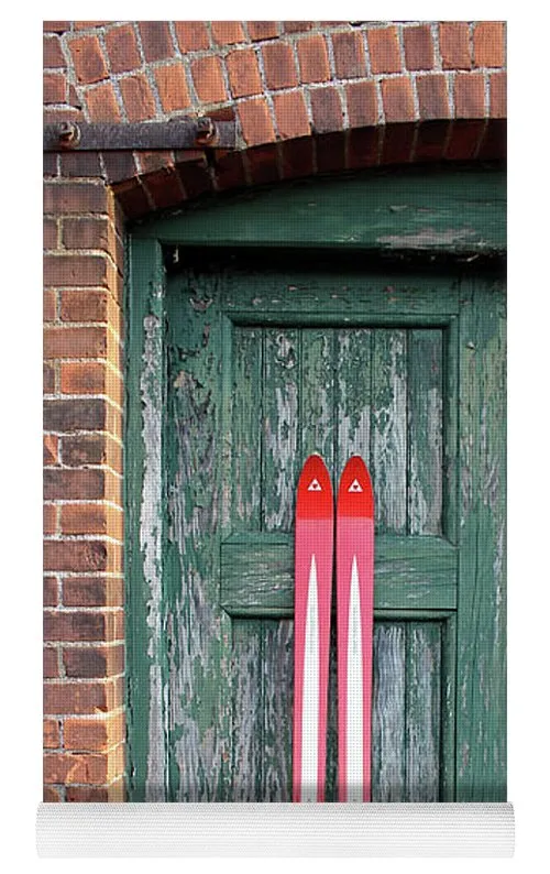 Red Vintage Skis - Yoga Mat