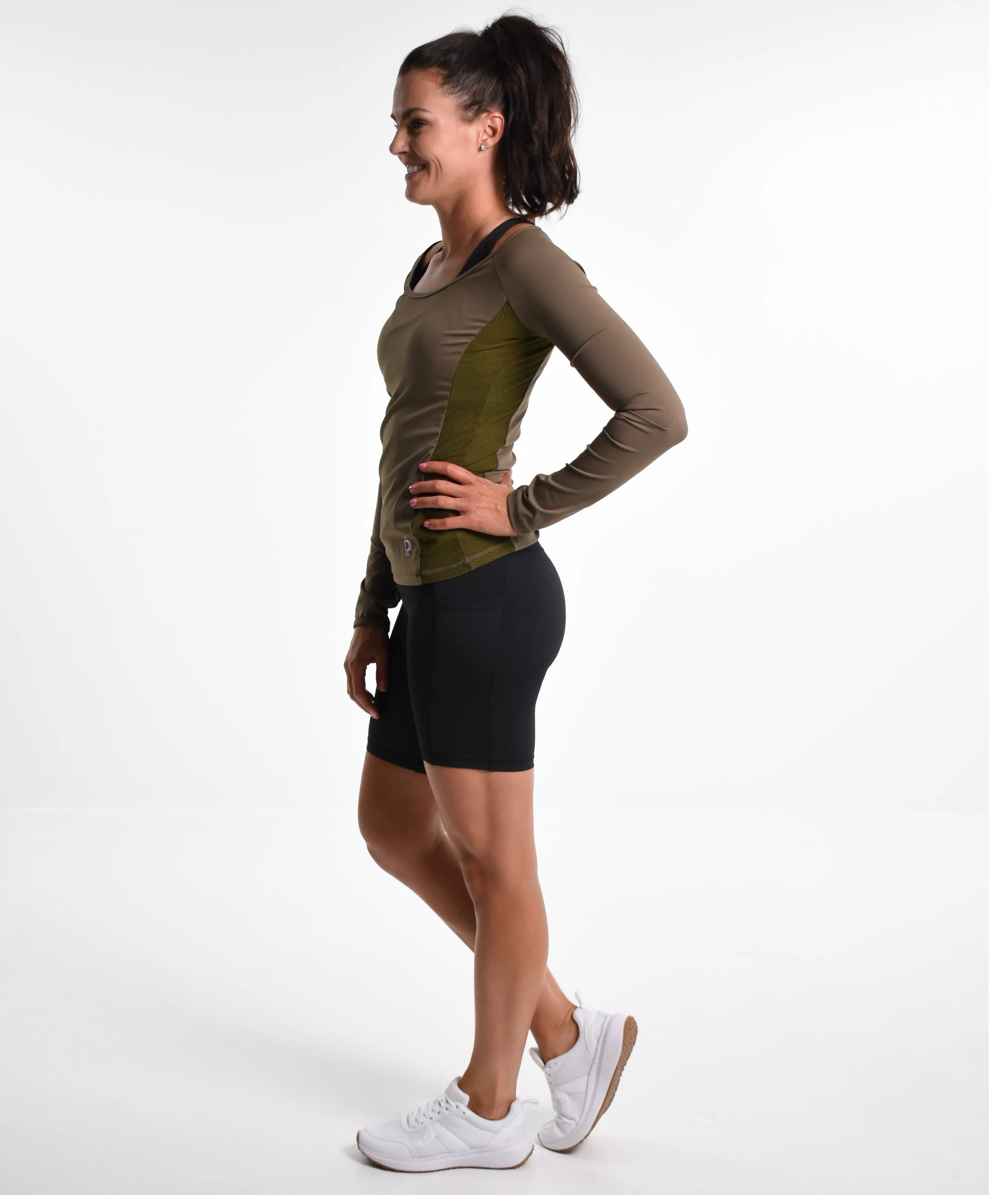 Scarlett long Sleeve Active Top - Khaki