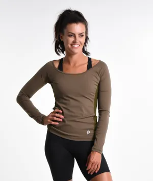 Scarlett long Sleeve Active Top - Khaki