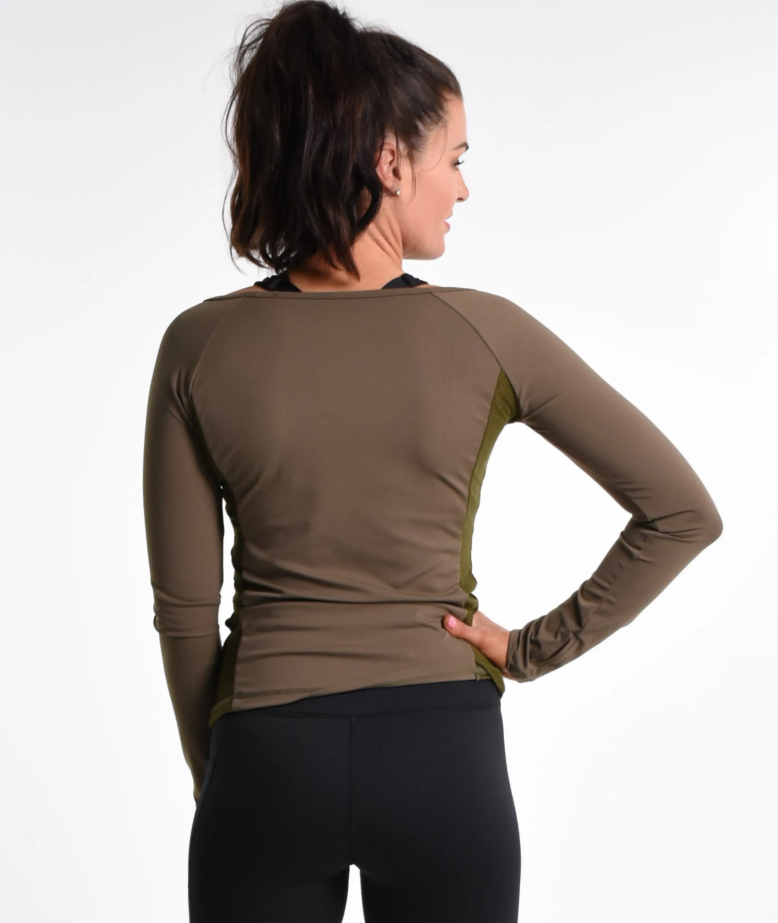 Scarlett long Sleeve Active Top - Khaki