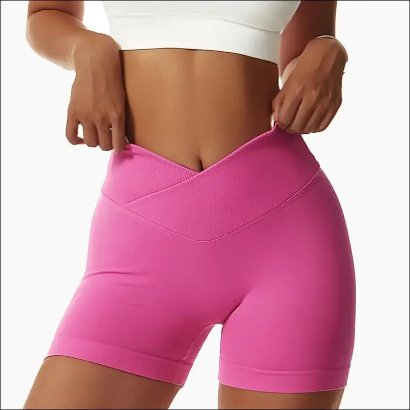 Seamless cross high waist yoga shorts elasticity quick dry hip lift pants breathable running sports