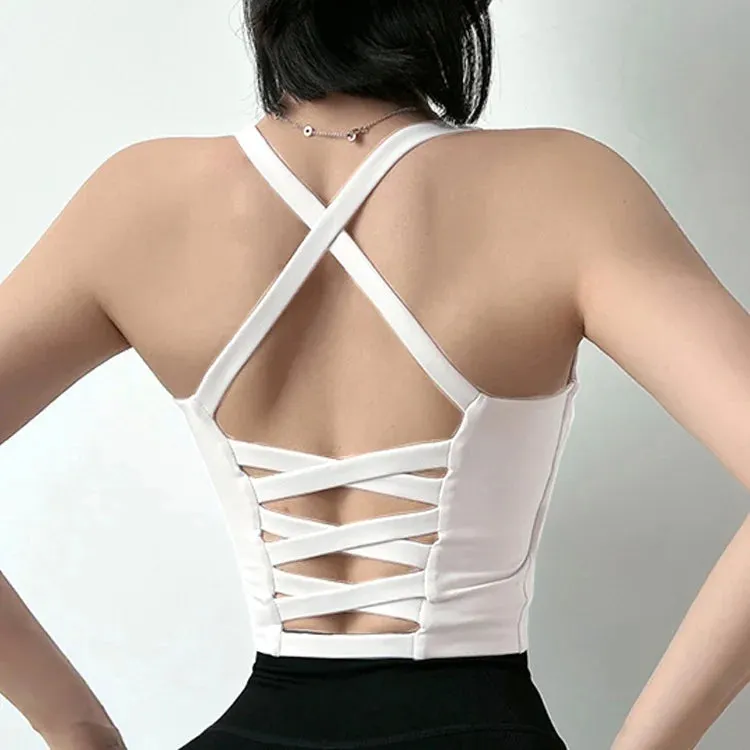 SEXY Girl Sports Bra Women Fitness High Support Underwear Push Up Yoga Crop Top Workout Vest Gym Lady Slim Shirt