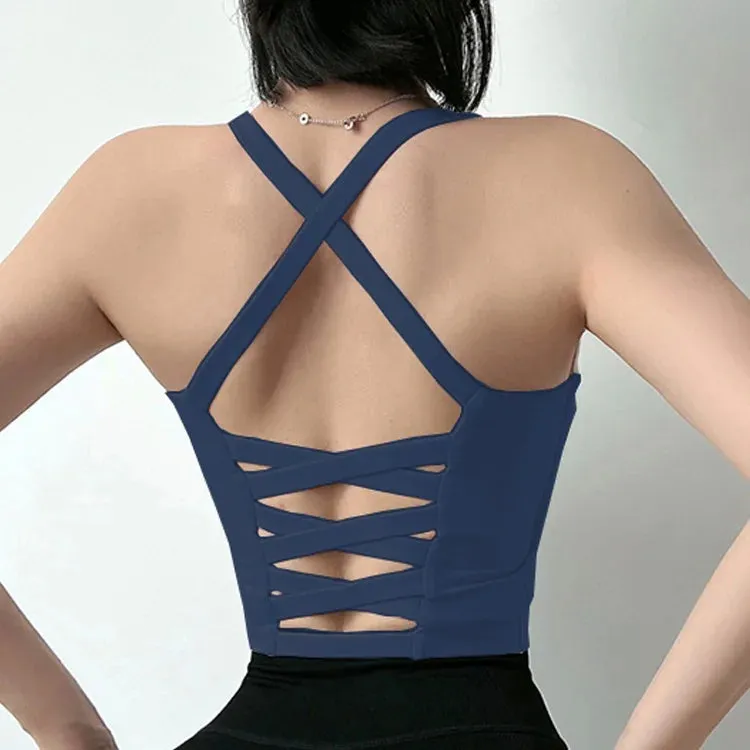 SEXY Girl Sports Bra Women Fitness High Support Underwear Push Up Yoga Crop Top Workout Vest Gym Lady Slim Shirt
