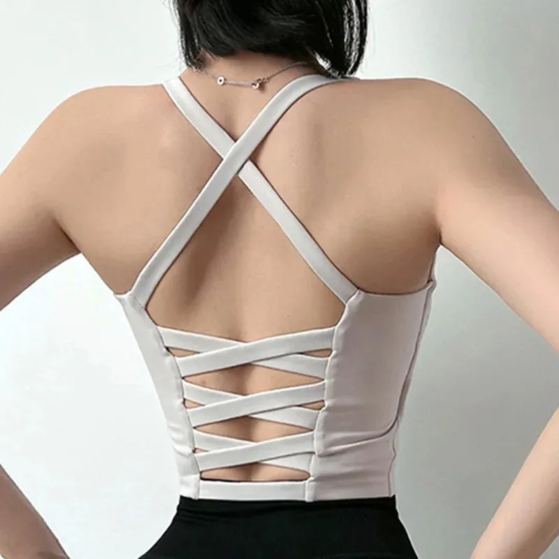 SEXY Girl Sports Bra Women Fitness High Support Underwear Push Up Yoga Crop Top Workout Vest Gym Lady Slim Shirt