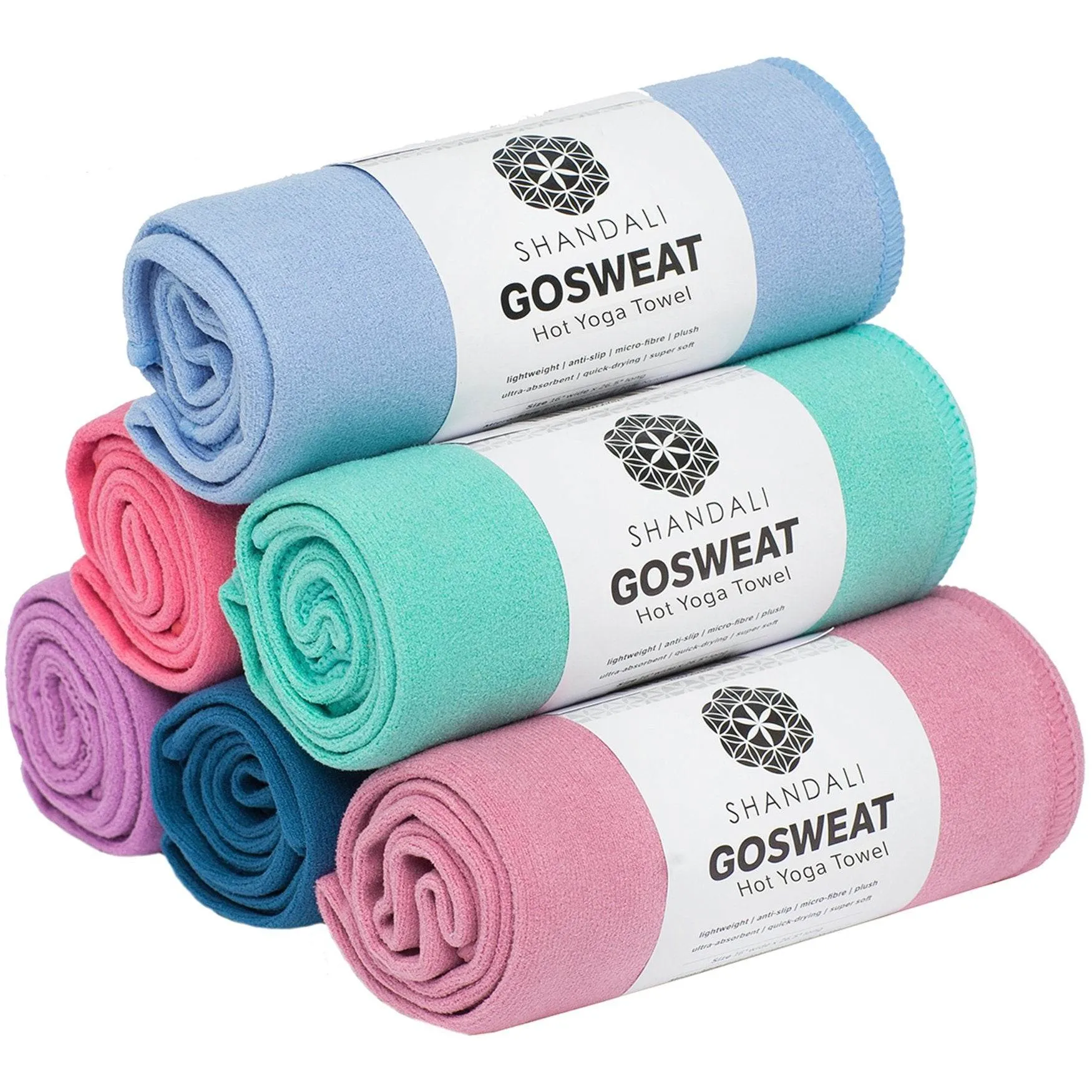 Shandali Hot Yoga Towel - Suede, 100% Microfiber, Super Absorbent, Bikram Yoga Towel, Placid Blue - 26.5 x 72