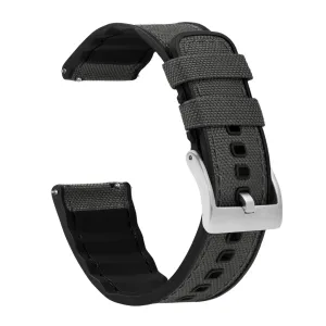Smoke Grey Cordura Fabric And Silicone Hybrid Watch Band (19mm, 23mm SALE)
