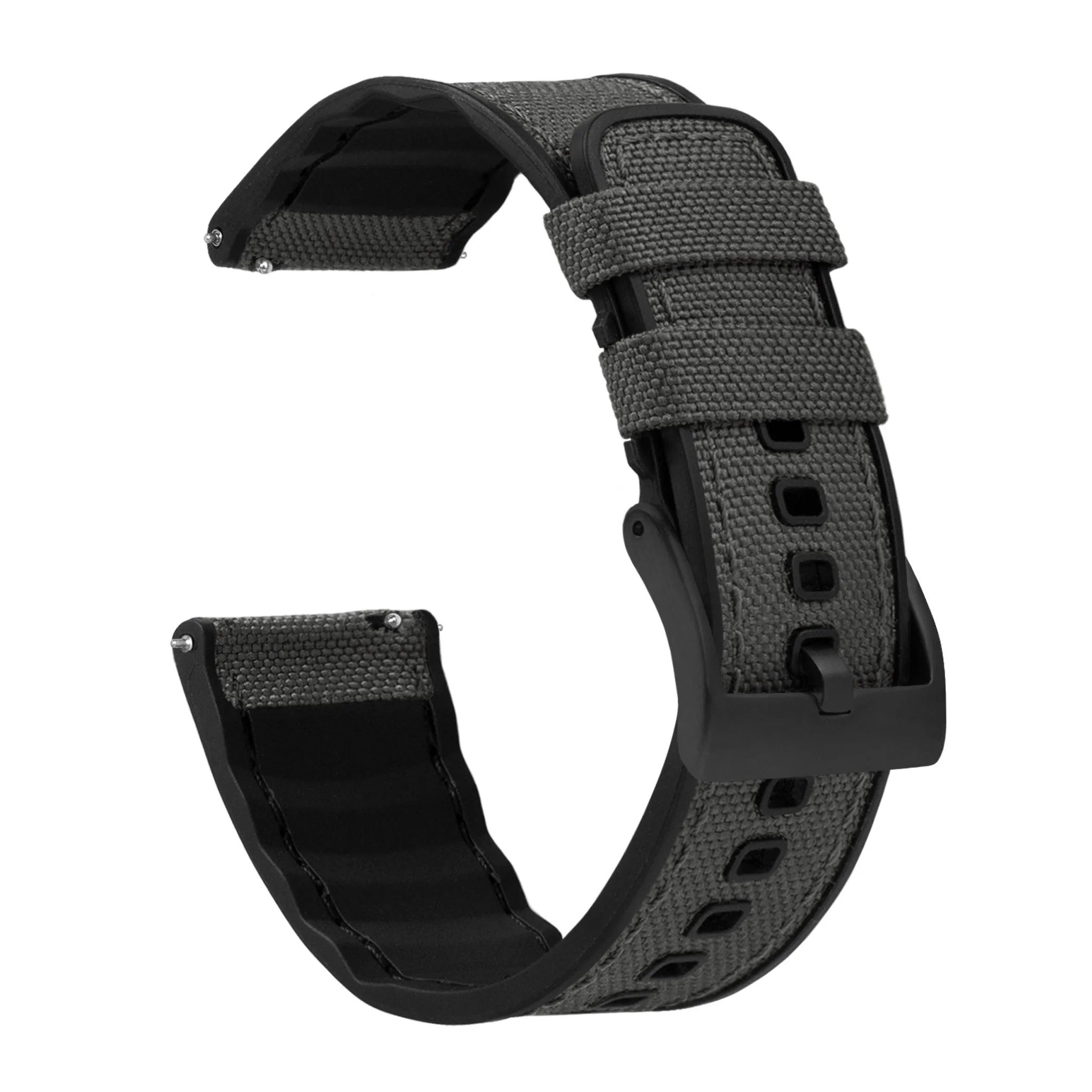 Smoke Grey Cordura Fabric And Silicone Hybrid Watch Band (19mm, 23mm SALE)
