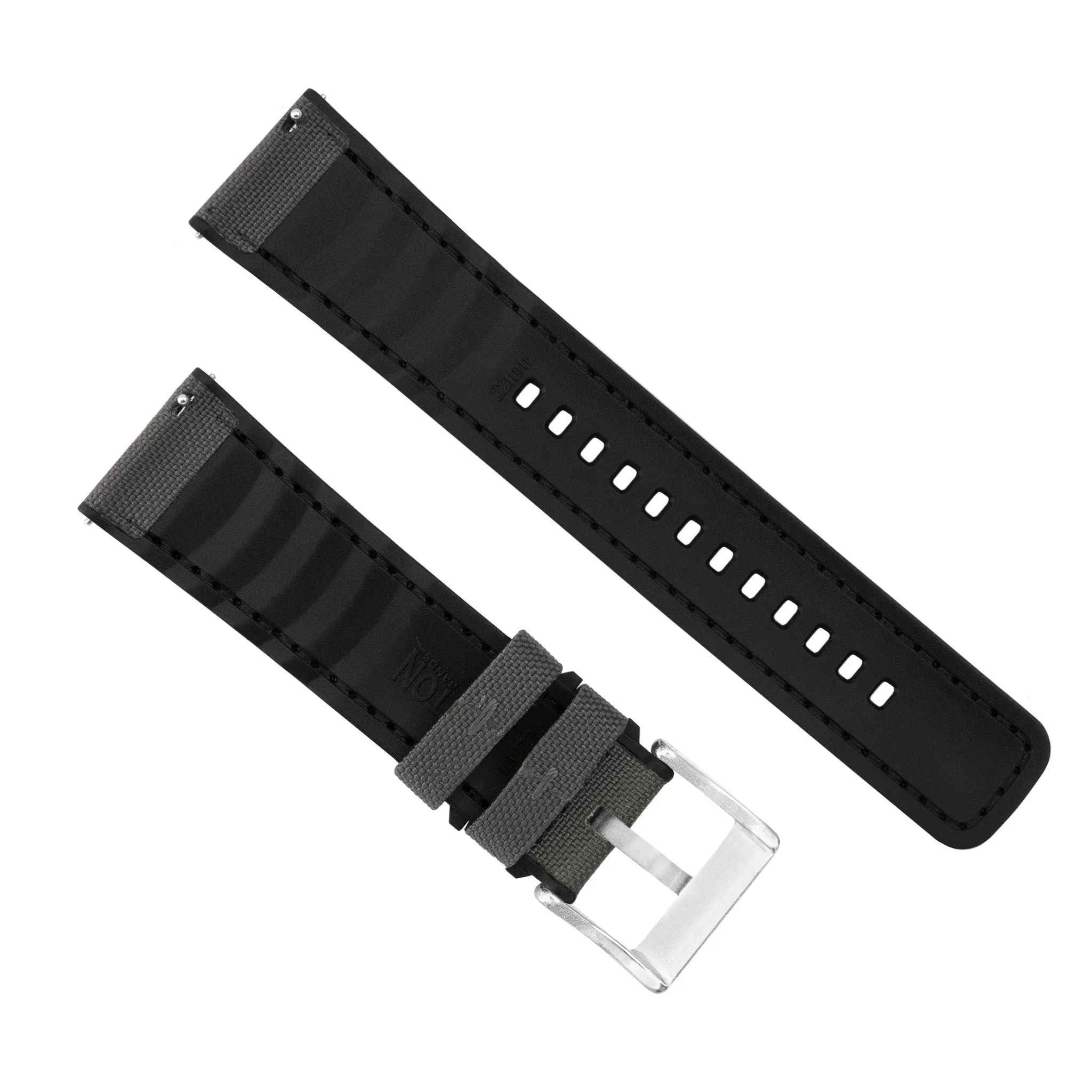 Smoke Grey Cordura Fabric And Silicone Hybrid Watch Band (19mm, 23mm SALE)