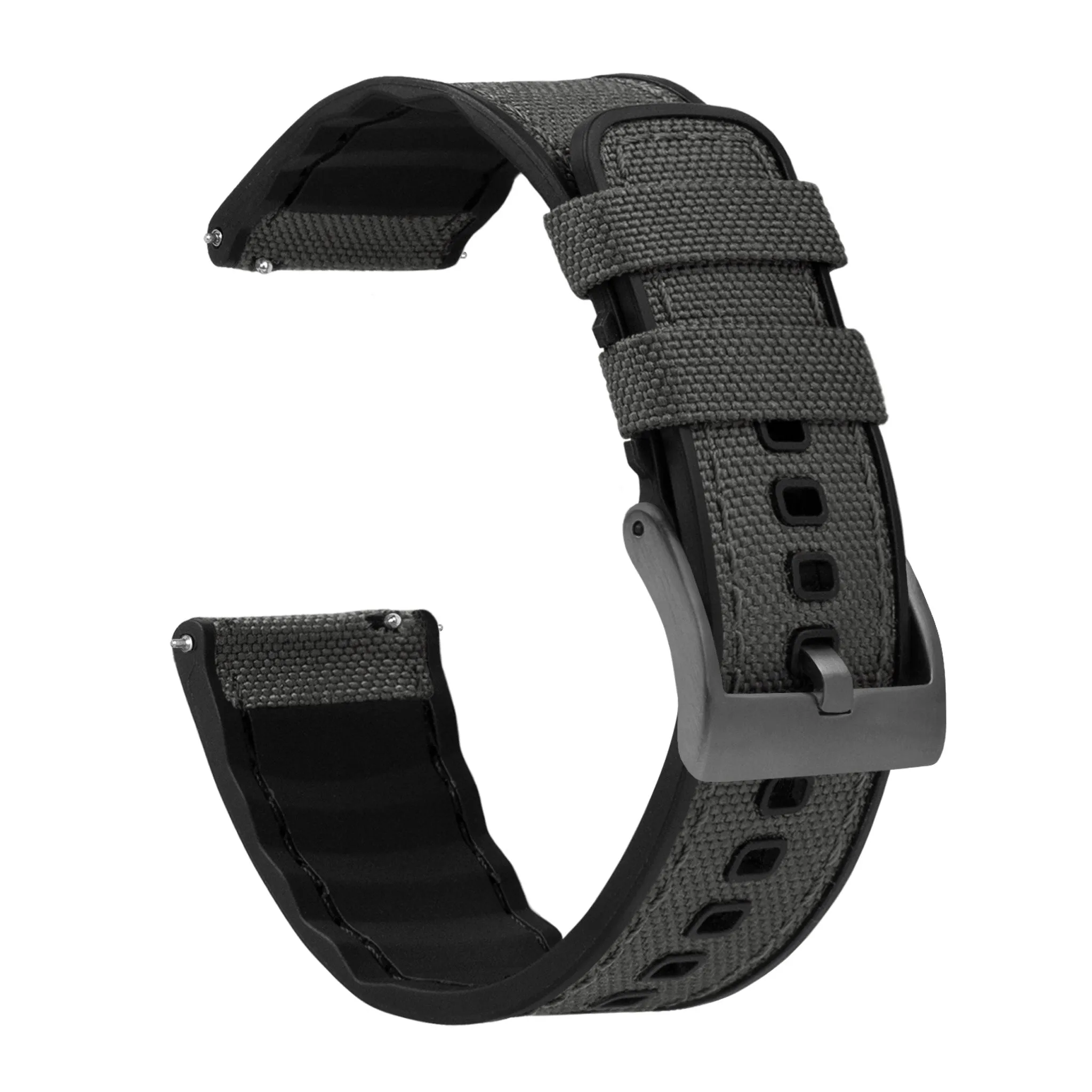 Smoke Grey Cordura Fabric And Silicone Hybrid Watch Band (19mm, 23mm SALE)