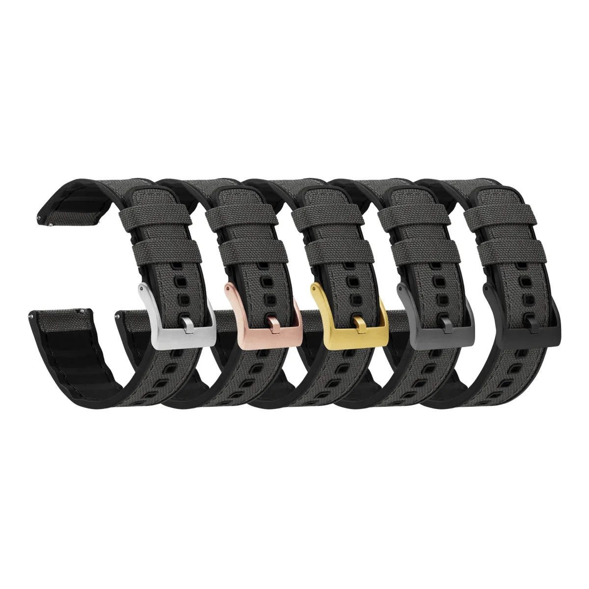 Smoke Grey Cordura Fabric And Silicone Hybrid Watch Band (19mm, 23mm SALE)