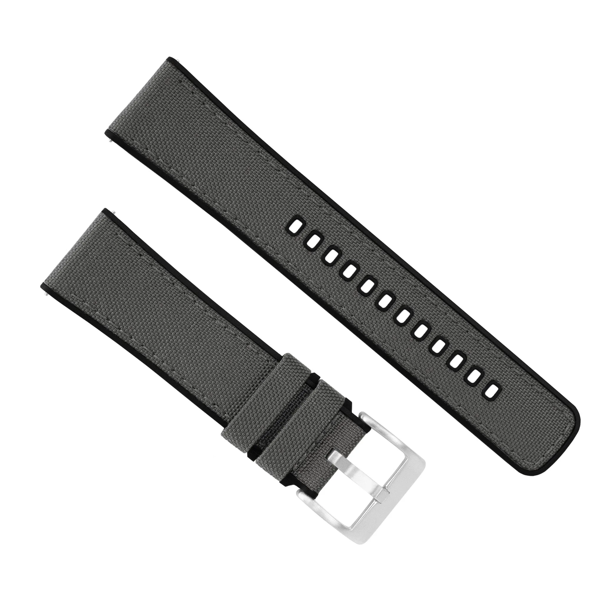 Smoke Grey Cordura Fabric And Silicone Hybrid Watch Band (19mm, 23mm SALE)