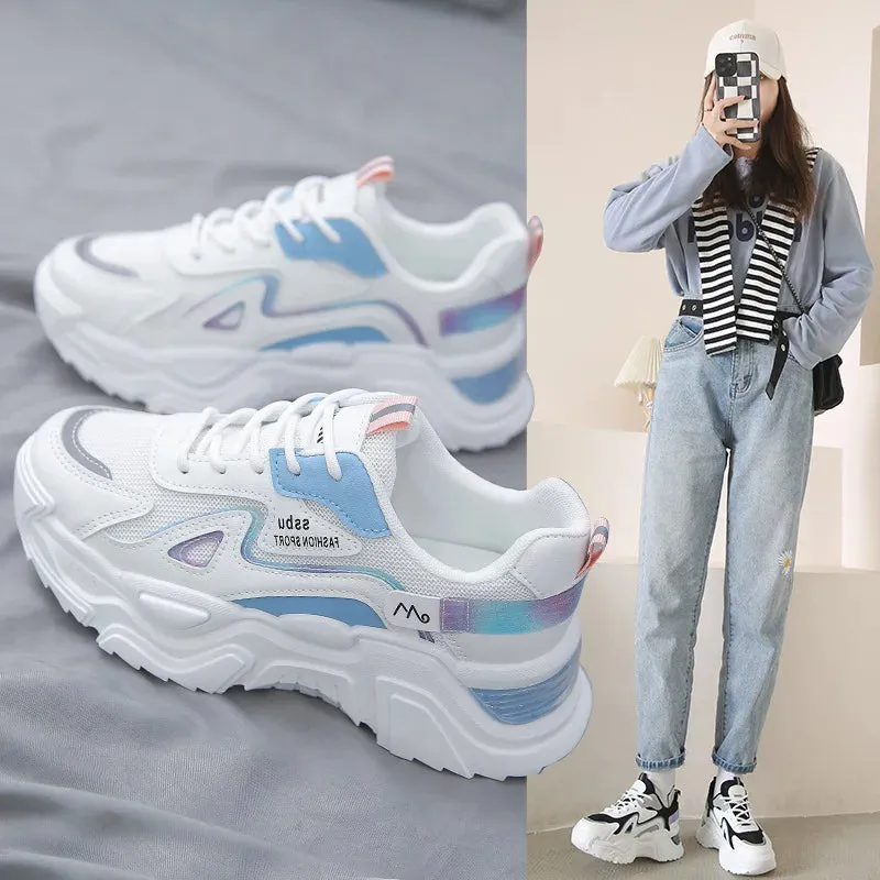 Sneakers Women Platform Hollow-out Breathable Flat Shoes Woman Shoes Green Casual Trainers Ladies Chunky Sneakers Women Shoes