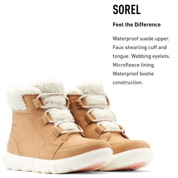 SOREL WOMEN'S EXPLORER II CARNIVAL COZY WATERPROOF BOOT - CANOE, SEA SALT - SIZE