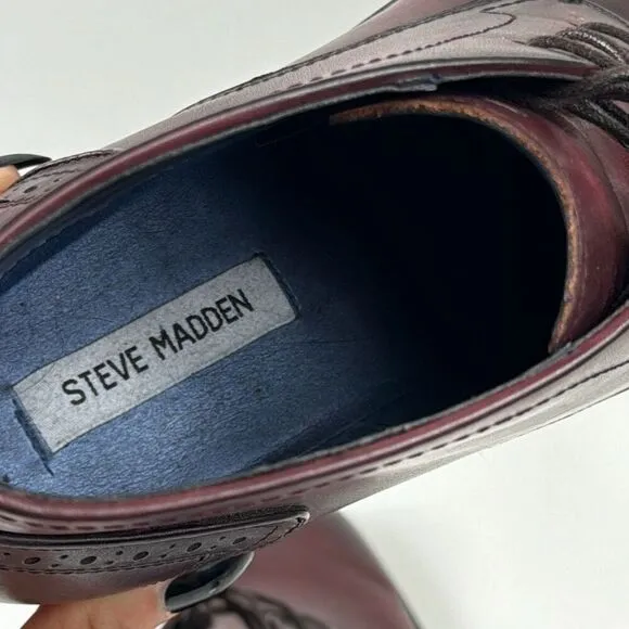 Steve Madden Chukka Boots Mens 10 Baker Leather Lace Up Shoes Mahogany Brown