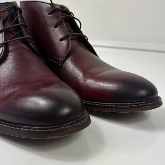 Steve Madden Chukka Boots Mens 10 Baker Leather Lace Up Shoes Mahogany Brown