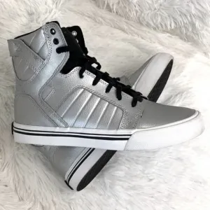 Supra Muska 001 Silver High Top Skate Shoe Sz 4