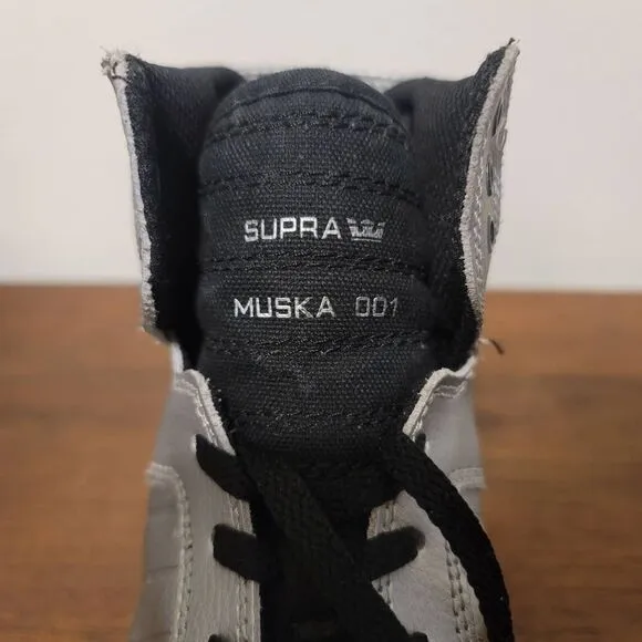 Supra Muska 001 Silver High Top Skate Shoe Sz 4