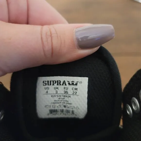 Supra Muska 001 Silver High Top Skate Shoe Sz 4