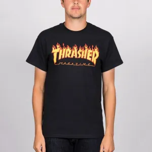 Thrasher Flame Logo Tee Black