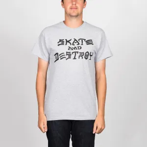 Thrasher Skate And Destroy T-Shirt Heather Grey