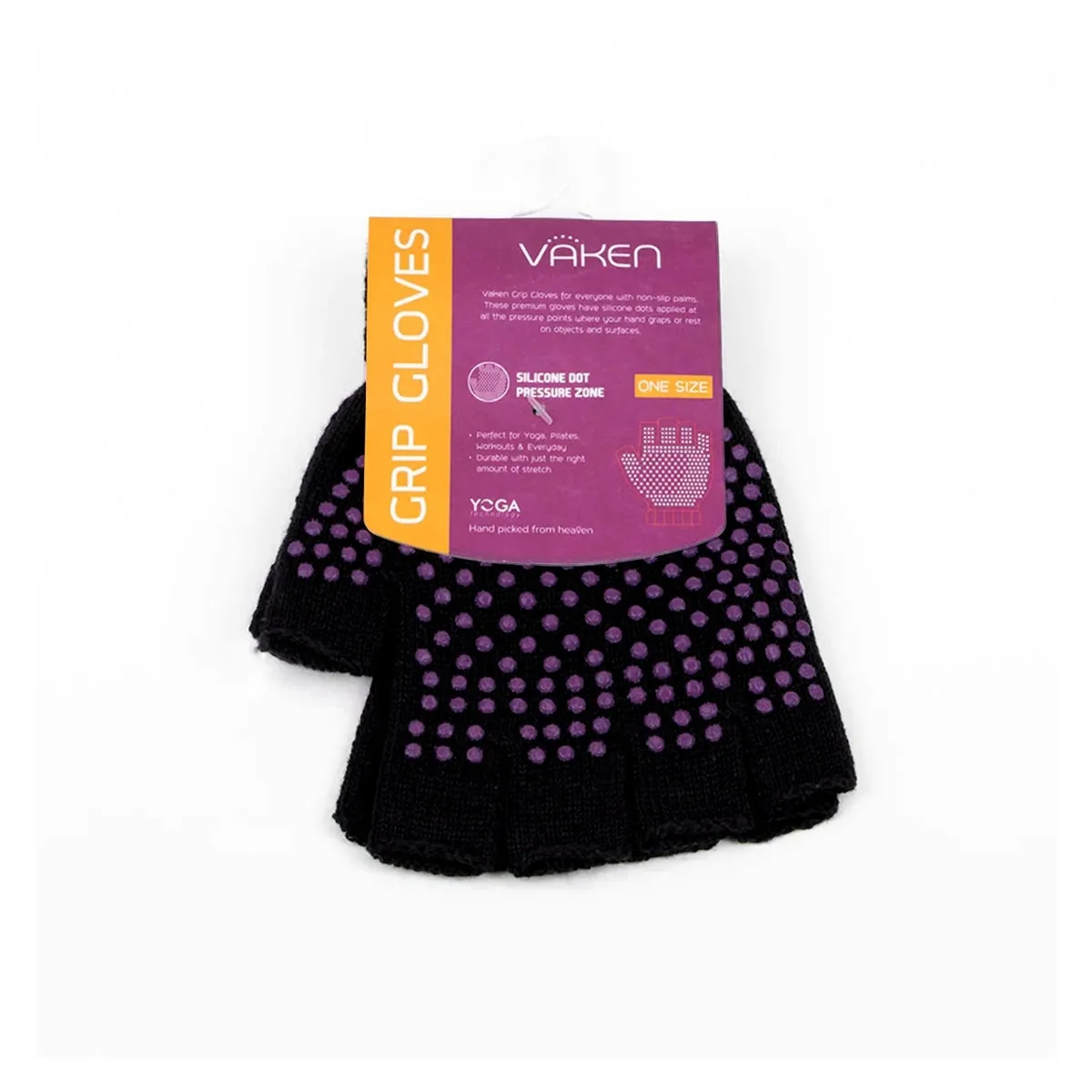 Vaken Grip Gloves-1 Pairs/Pack - Black Dot Purple PP