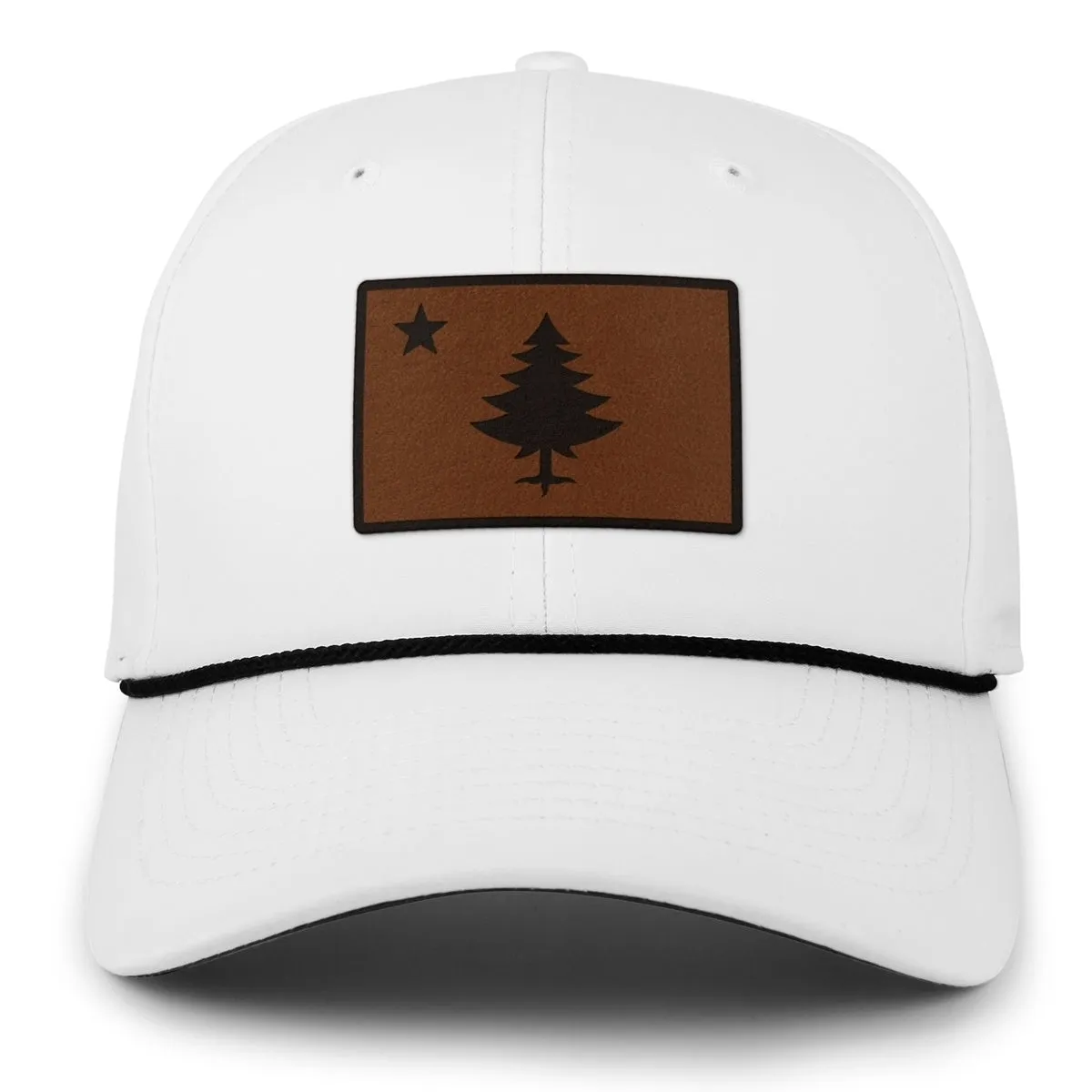 Vintage Maine Flag Leather Patch Rope Performance Hat
