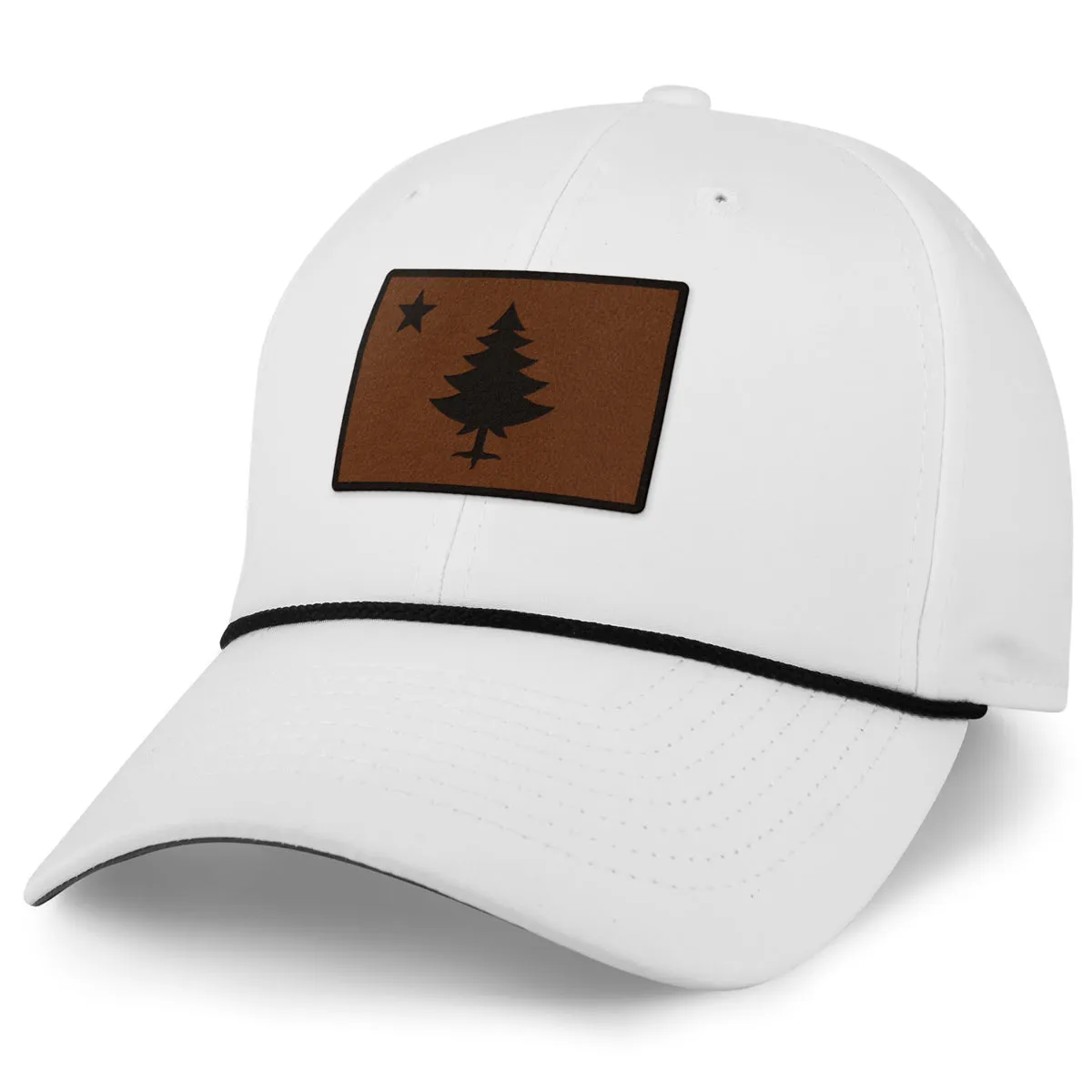 Vintage Maine Flag Leather Patch Rope Performance Hat