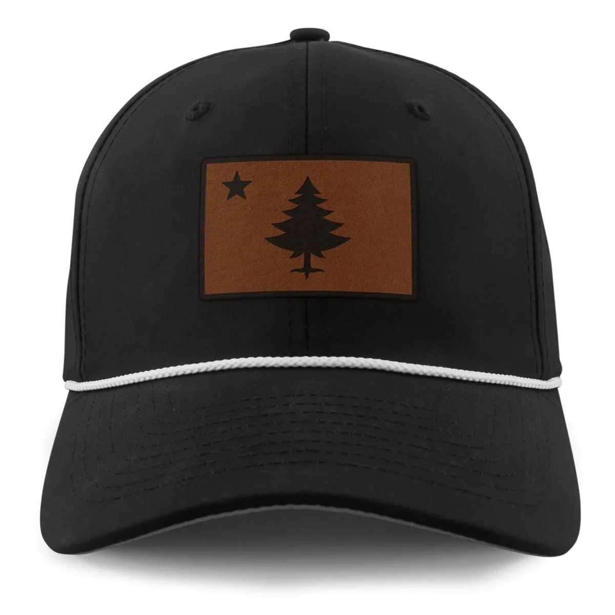 Vintage Maine Flag Leather Patch Rope Performance Hat