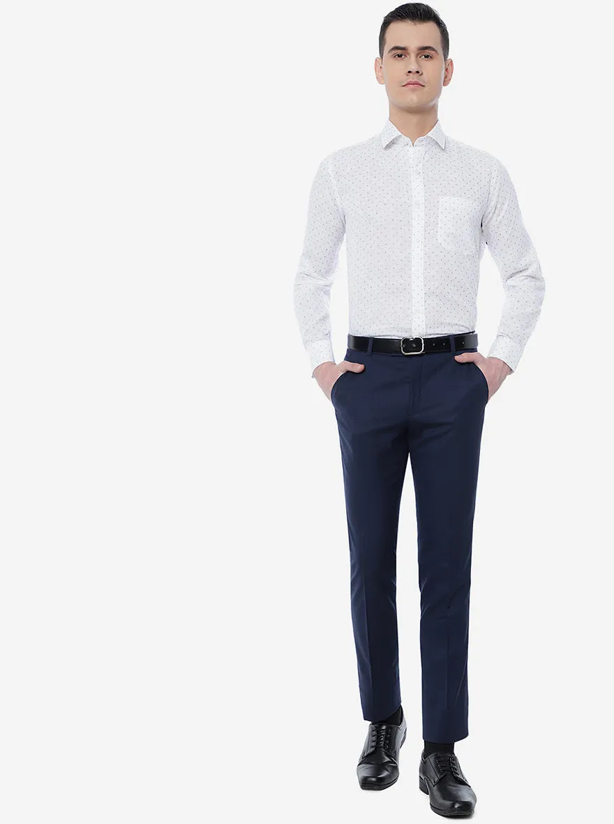White Printed Regular Fit Formal Shirt | JadeBlue